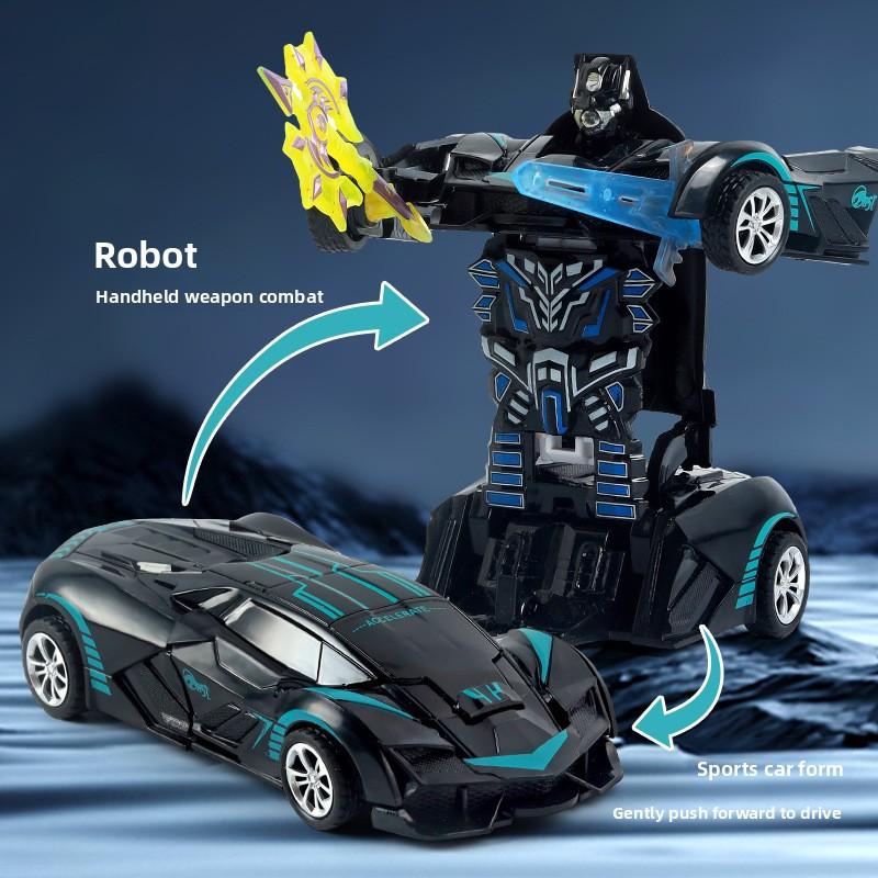 Children's 2025 new toy graffiti inertia deformation car racing one-click deformation robot