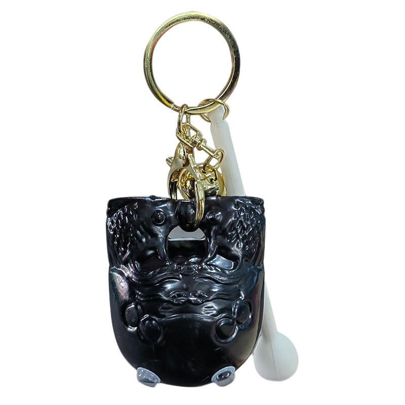 Charming Cartoon Wooden Fish Keychain Emotional Stability Stress Relief Mini Gift