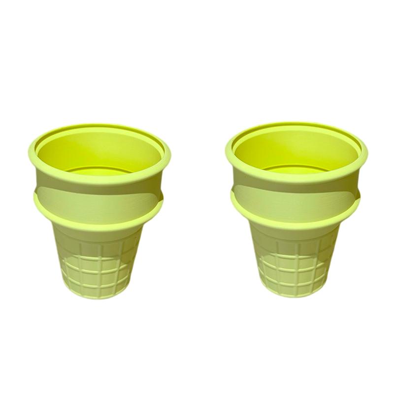 

2 шт., креативный цветочный горшок для мороженого, сочный горшок, настольный орнамент, пластиковый горшок для домашнего декора, горшок для растений жёлтый