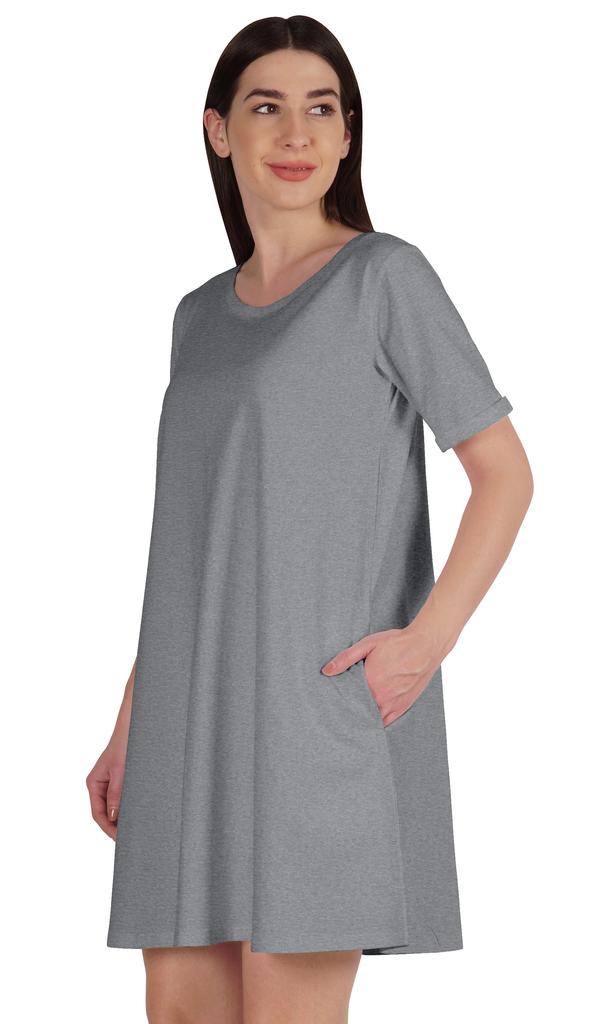 Inkmeso Vestido swing com bolsos verão algodão túnica camiseta vestido para mulheres