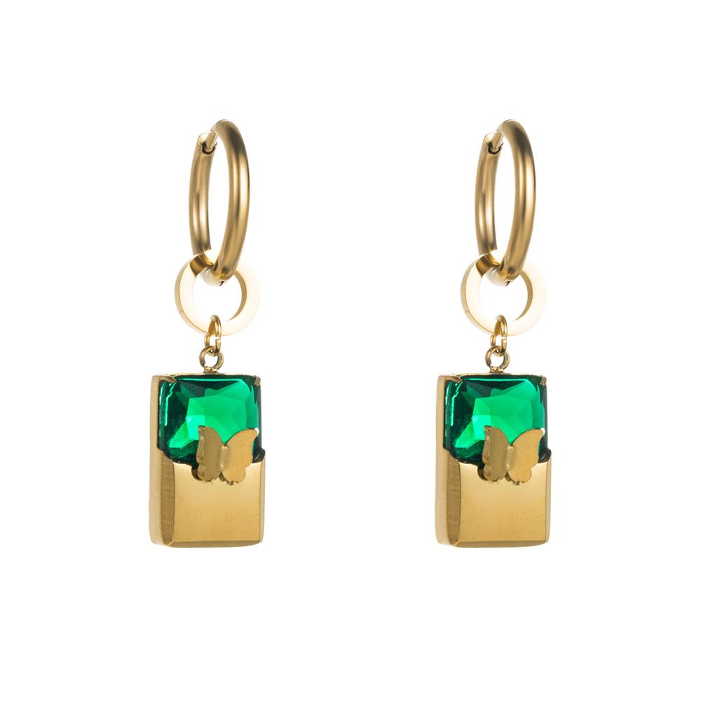 Women's Vintage Earrings Creative Concentric Lock Earrings Titanium Steel Inlaid Color Zircon Earrings