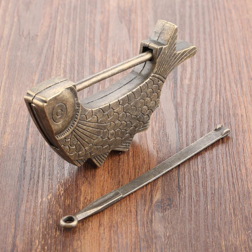 1PC Antique Bronze Old Chinese Lock Retro Jewelry Wooden Box Padlock Lock For Suitcase Drawer Cabinet Hardware Accessories