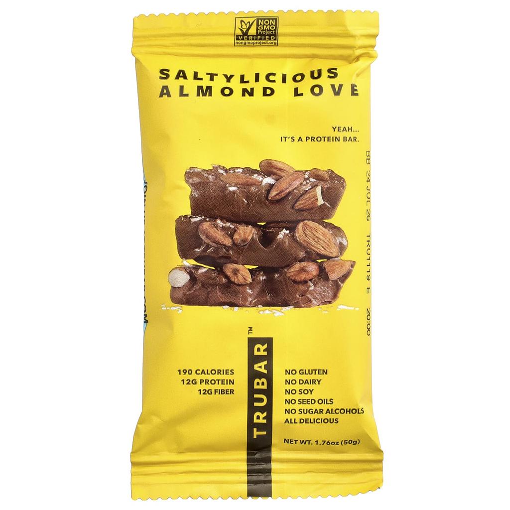 Trubar, Plant-Based Protein Bar, Saltillius Almond Love, 12 Bars, 50g (1.76oz) Each
