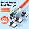 6A 3 1 Magnetic Fast Charger Cable 540 Degree Rotation Head 120W Silicone Data Charging Cable for iPhone Samsung Printer Use
