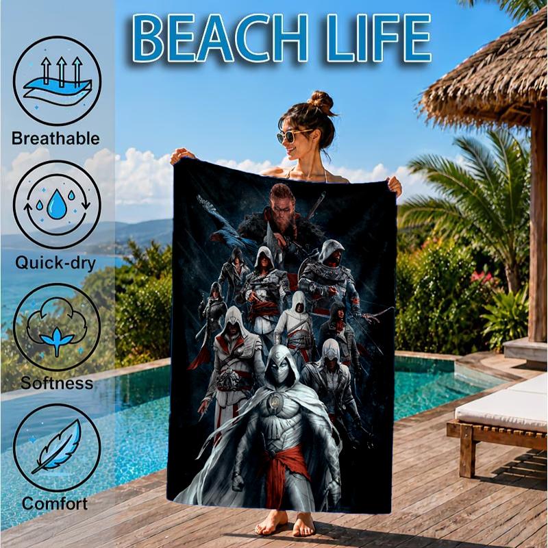 Assass Warrior Beach Towel, Microfiber Beach Towel, Perfect For Pool, Beach, Travel, Home Decor Beach Party Fan gifts