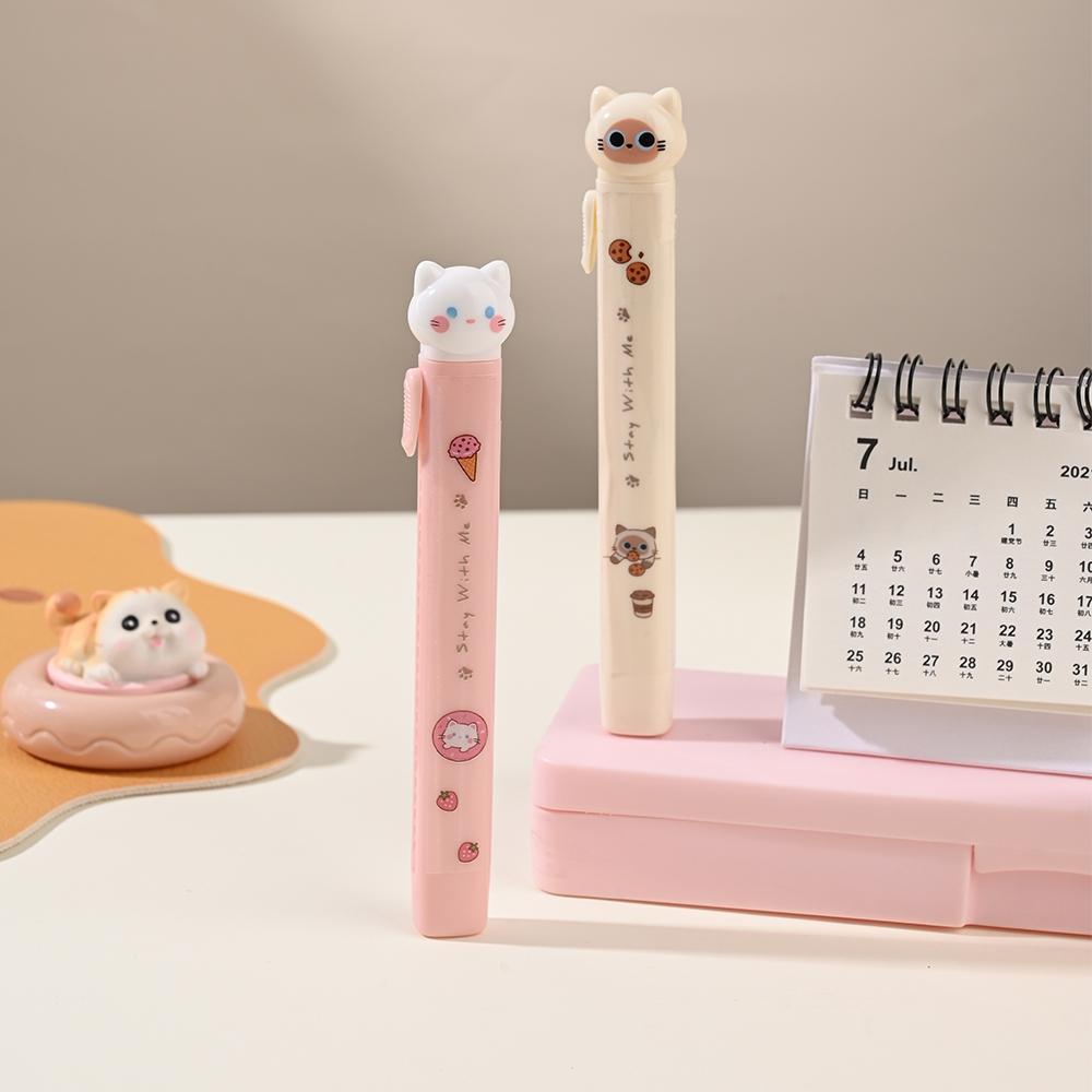1/4pcs Cat Story Erasers Set Slim Kitty Rubber Retractable for Drawing Exams Kids Students Back To School Stationery