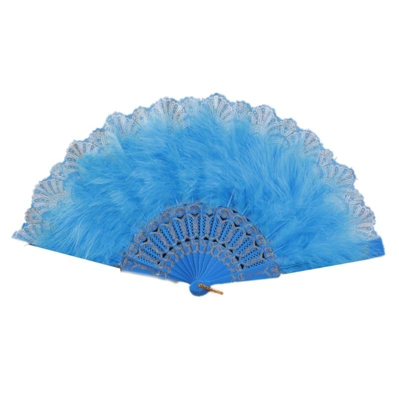  Women's Feathered Fan Vintage 1920s Styles Flapper Folding Handheld Lace Fan for Wedding and Halloween Cosplay Party