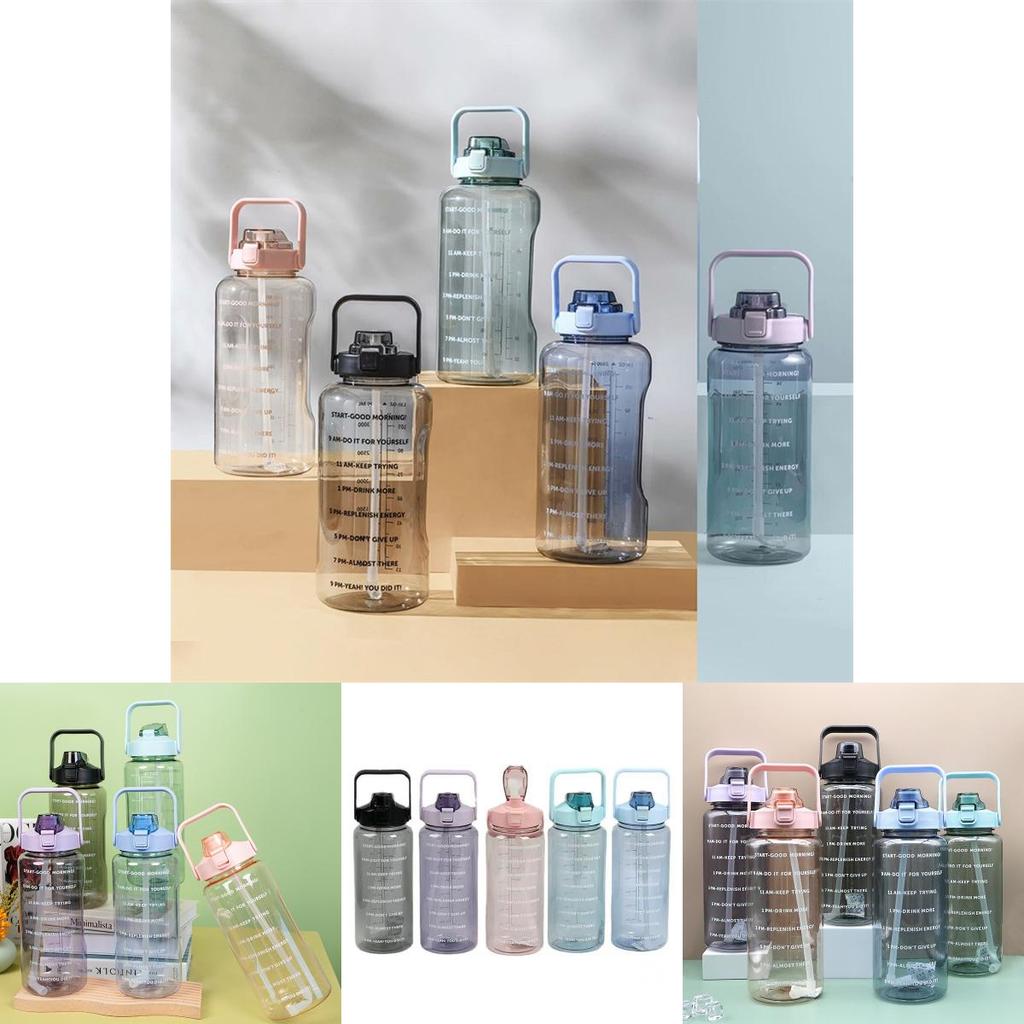 Elegant And Simple 2l Pc Material Water Bottle With Straw Perfect For Hydration On-the-go