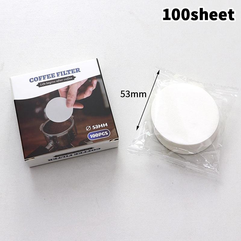 51/53/58mm Portafilter Basket Coffee Filter Paper For Espresso Machines 100 Sheets Round Coffee Paper Filter Outdoor Tableware