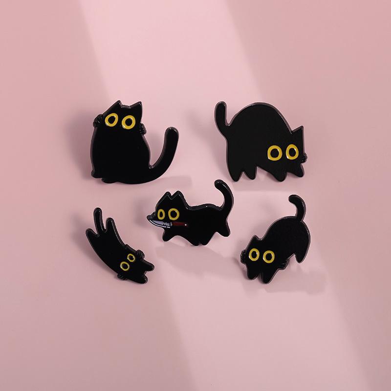 Spilla da bavero in metallo adorabile gattino nero - Decorazione animale, Corsage e Accessorio per abbigliamento