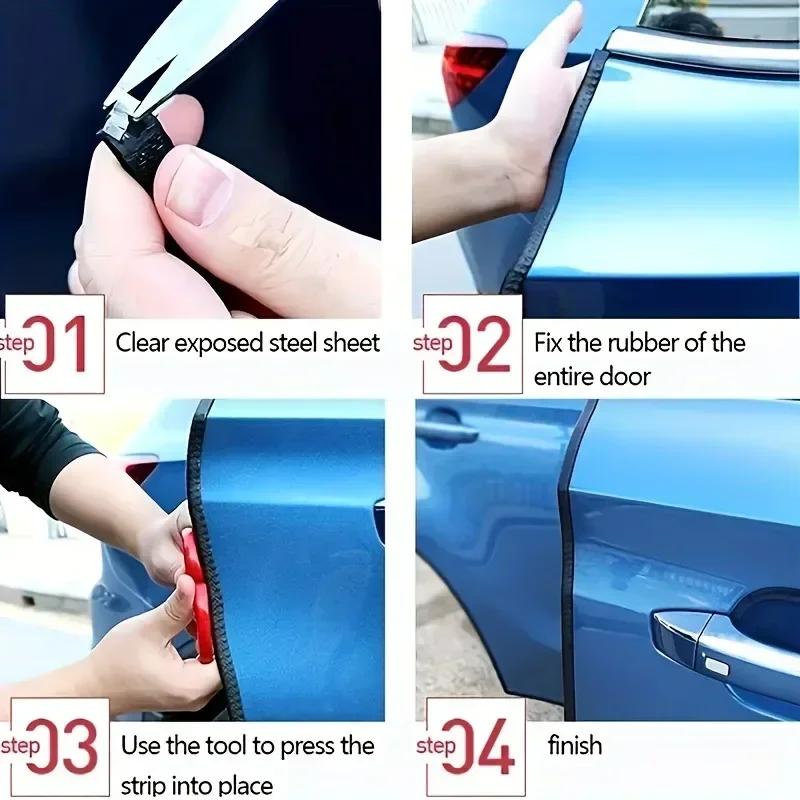 5M Car Rubber Door Sealing Strips Protector Car Door Edge Anti-Scratch Protector Car Door Clip-on Anti-collision Strip