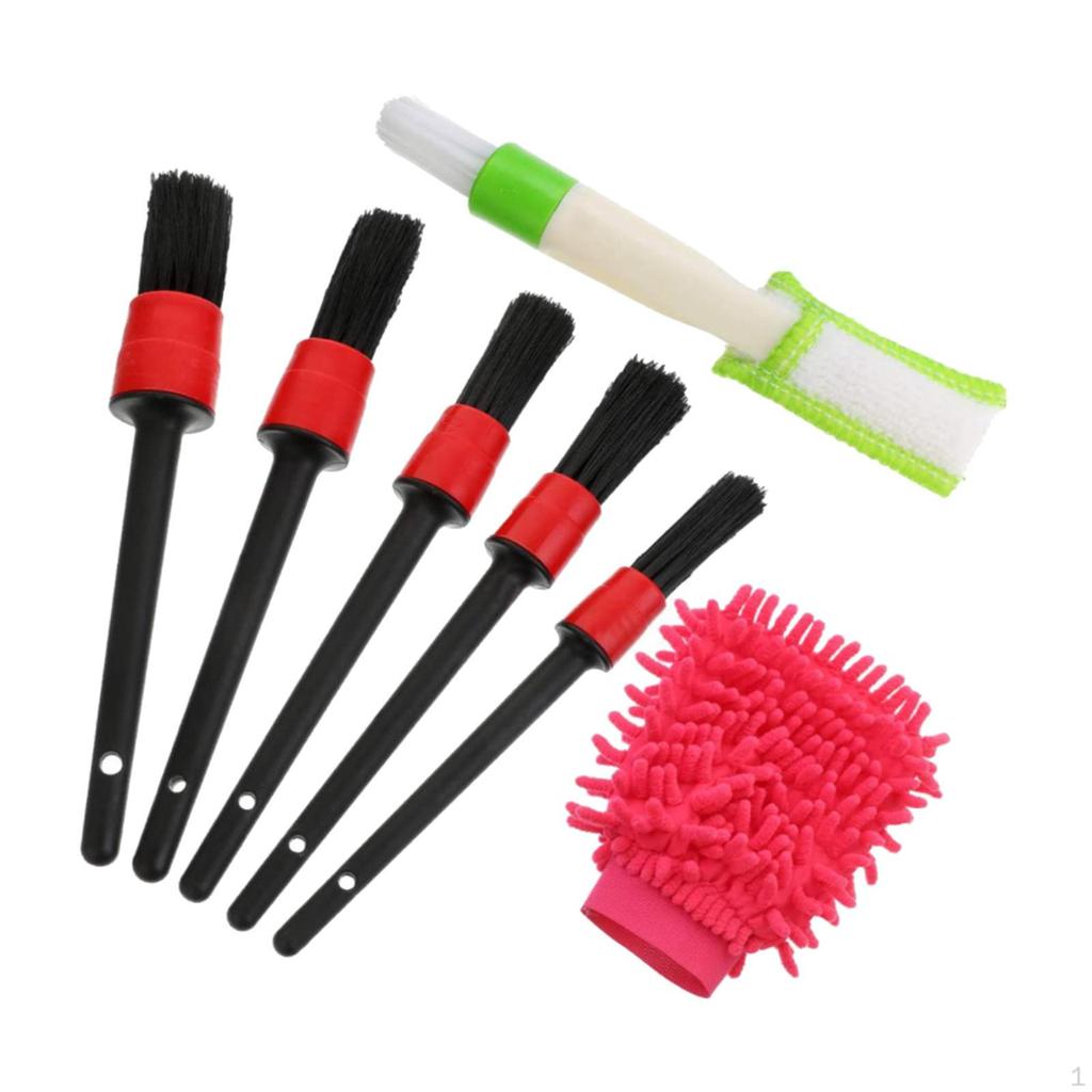 7 pieces Car Detailing Brush Cleaner Glove Set for Trucks, Motorcycles, Bicycles, Rvs, Boats