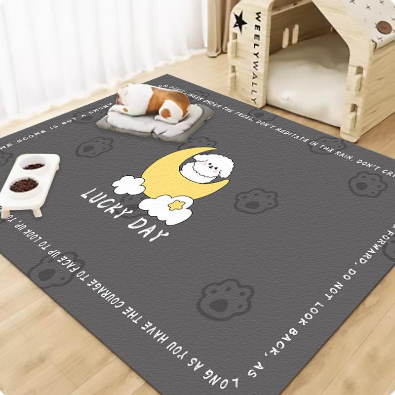 Cartoon Hundeknochen-Druck Haustiermatte Wasserdicht Rutschfest Kratzfest Leicht zu reinigen Bodenmatte Für Hundespielgehege Innenbereich