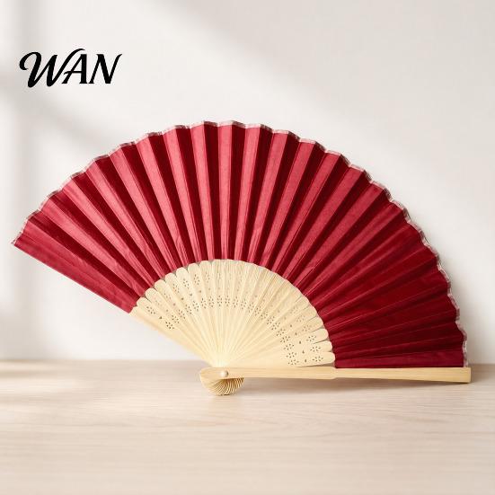 Lightweight Bamboo Fan Chinese Style Silk Folding Fan, Ribs Decorative Handheld Summer Cooling Portable Party Favors for Men Women Wooden
