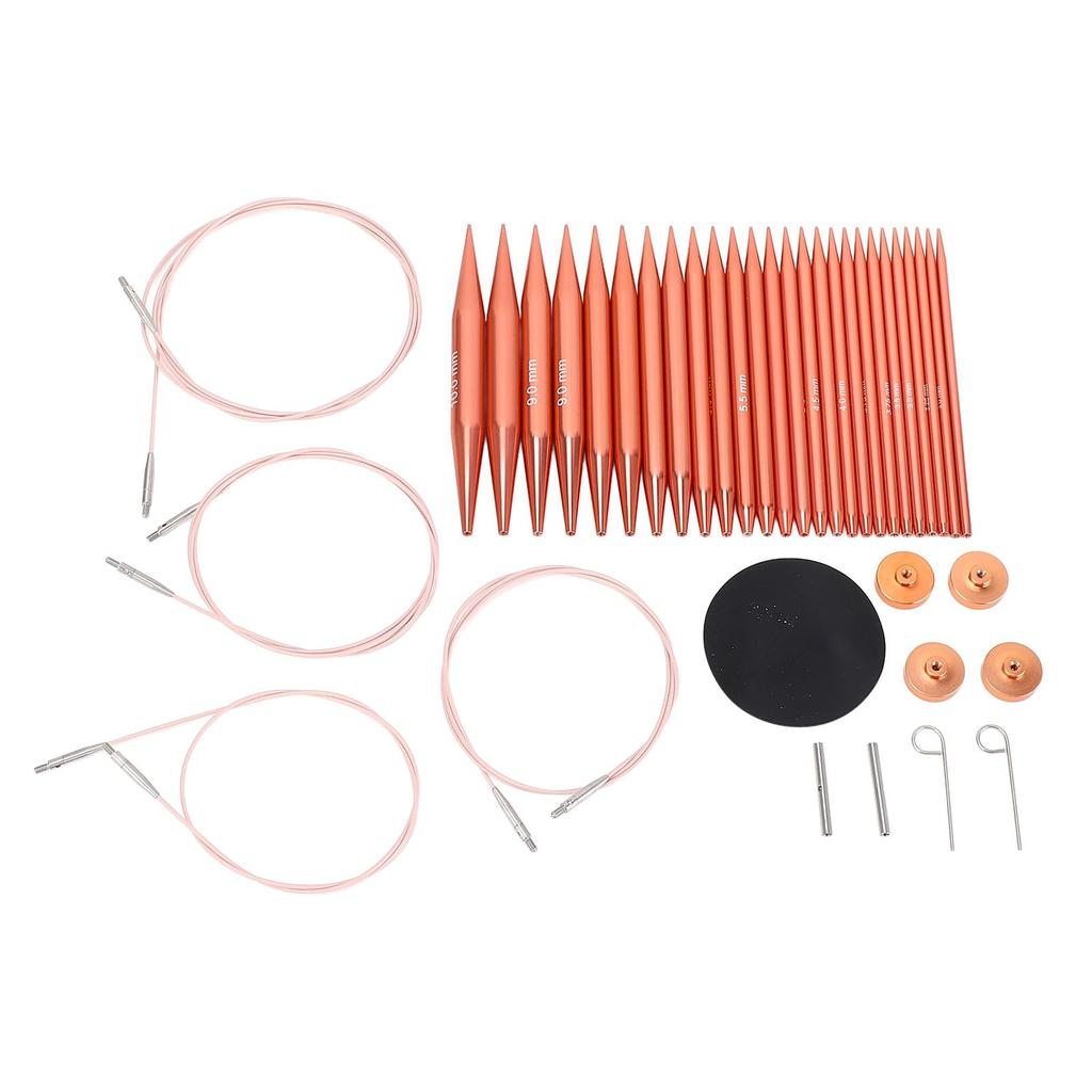 Headerbs Interchangeable Circular Knitting Needle Set, 13 Sizes, Aluminum, with Storage Case for Knitting Projects