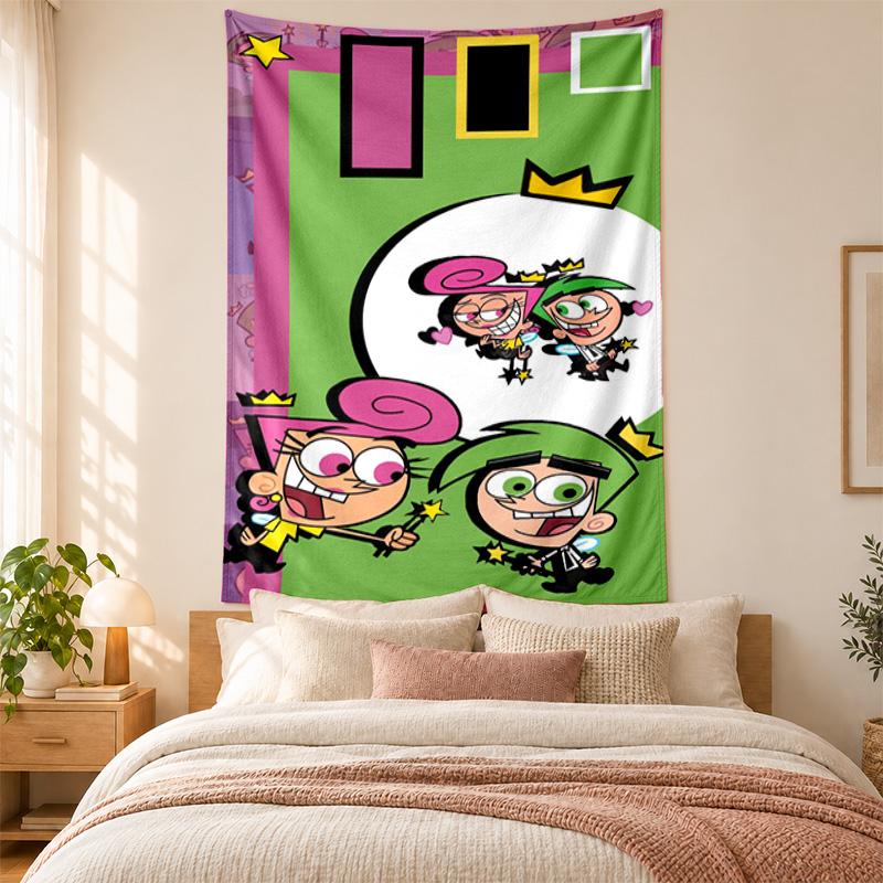 Fairly OddParents Wandteppich hohe Qualität zur Dekoration von Wohnzimmer Schlafzimmer Studentenwohnheim Wänden ideal als Schlafzimmer Wandkunst oder Weihnachtsgeschenk