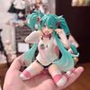 Hatsune Miku Model Anime Girl Figures Cat Ear Sitting Posture Short Sleeved Pajamas Figurines Car Decoration Doll Kids Toys Gift