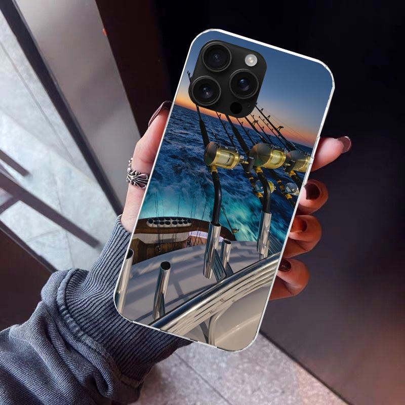 

Carp Fish Fishing Rod Hook Phone Case For iPhone 17 Air 11 13 Mini 14 15 Plus 16 12 Pro Max 16E SE 7 8 Pattern Soft TPU Back Cov iPhone 12 Pro Max