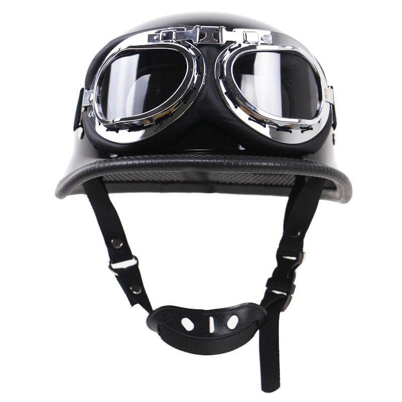 Retro DOT-Certified Half Motorcycle Helmet with Goggles for Outdoor Riding