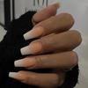 Hochwertige tragbare künstliche Nägel im Mandel-Nude-French-Stil – mittellange und lange Nagelspitzen
