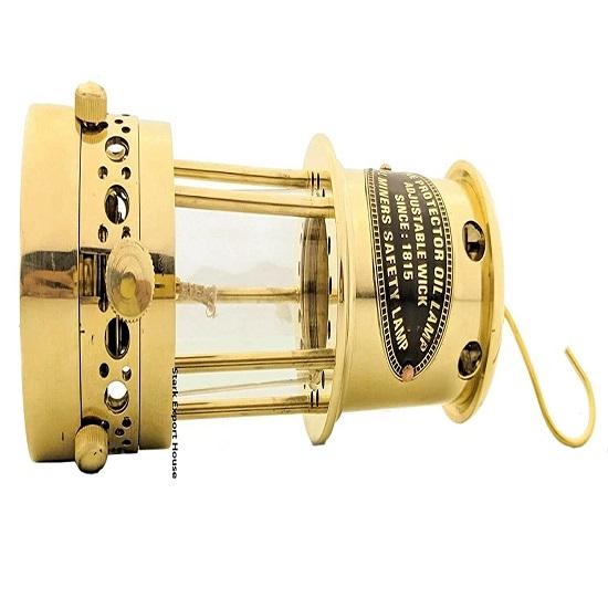 Brass Designer Lantern Glass Oil Lamp Home Decoration (8 Inch)