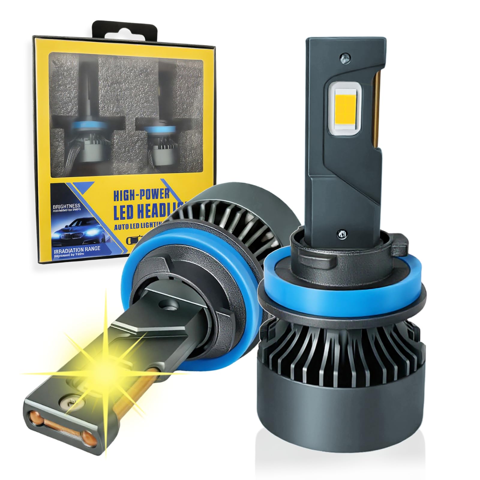 

KUIOUO H11 Светодиодная фара H16 Светодиодная автомобильная Ультра Соответствует техосмотру нового автомобиля Оборудована охлаждающим вентилятором для расширенной Совместима с DC Гарантийный пакет чёрный