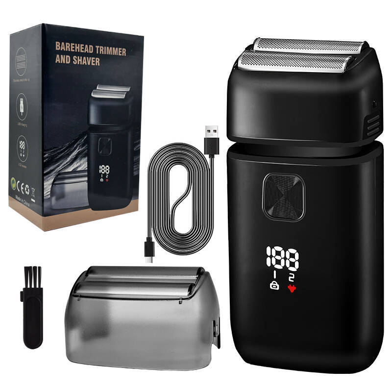 

Электробритва для мужчин с триммером, водонепроницаемые двойные плавающие лезвия IPX6 для бритья лица, беспроводная/перезаряжаемая типа C/дорожная блокировка/светодиодный дисплей чёрный