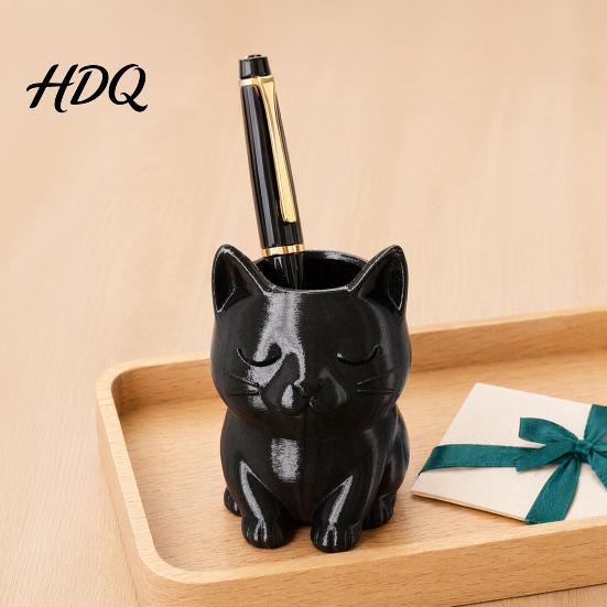 Healing Desk Decor Cat Pen Holder Cute Kitty Organizer for Stationery Storage