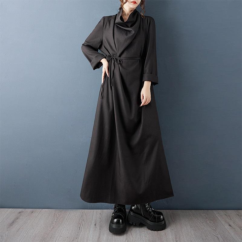 Langärmeliges Übergrößen-Baumwoll-Vintage-Neu in Kleider für Frauen Frühling Herbst lässiges lockeres Kleid