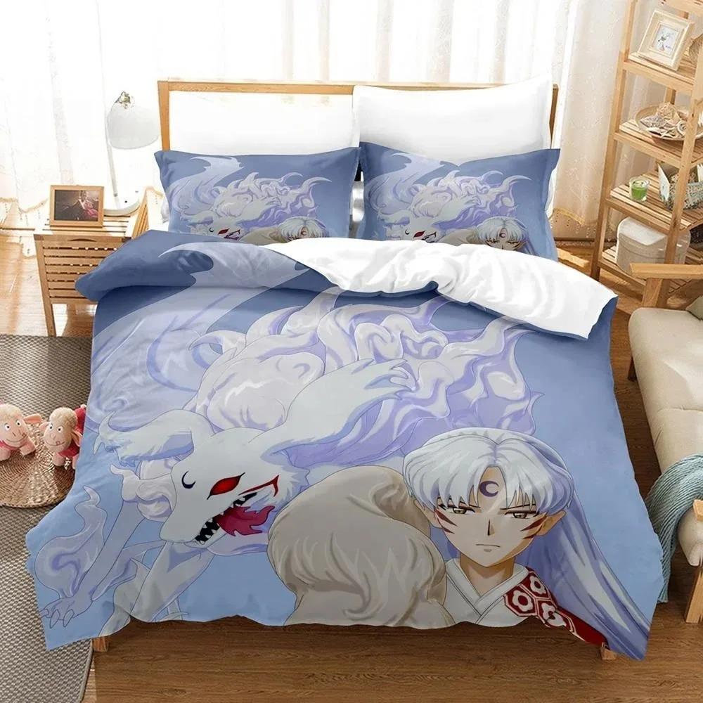 New Fashion Inuyasha Bedding Set Single Twin Full Queen King Size Bed Set Adult Kid Bedroom 3D Anime Bed Sheets and Pillowcases