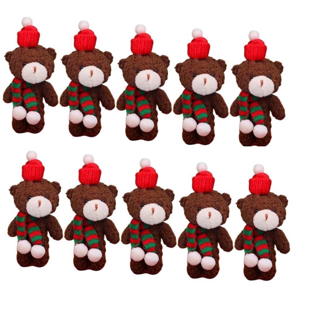 10Pcs With scarf Christmas Bear Plush Toy Cartoon Animal Bear Plush Dolls Holiday Gift