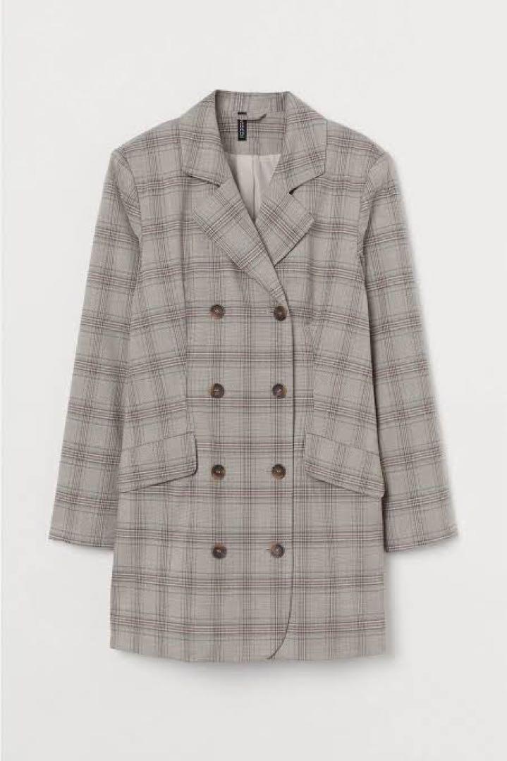 

[USED] H&M x NiziU collaboration jacket dress in greige check