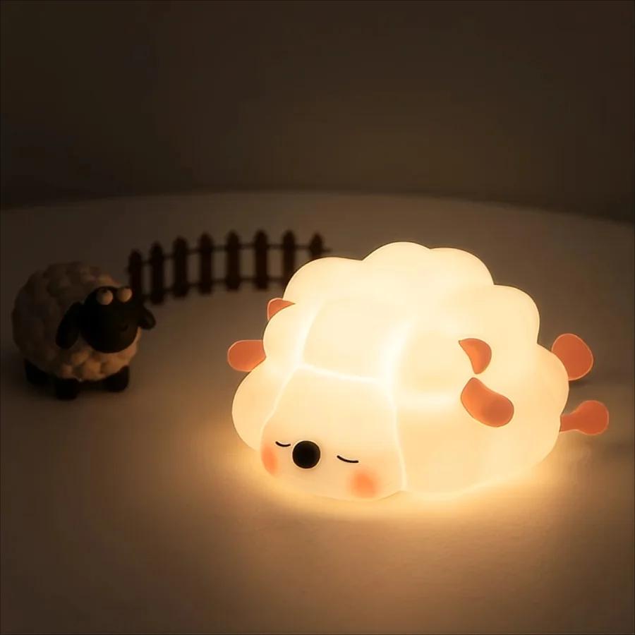 Niedliches LED Nachtlicht Panda Schaf Hase Silikon Nachtlichter Timing USB Wiederaufladbar Für Schlafzimmer Dekoration Kinder Geburtstagsgeschenk