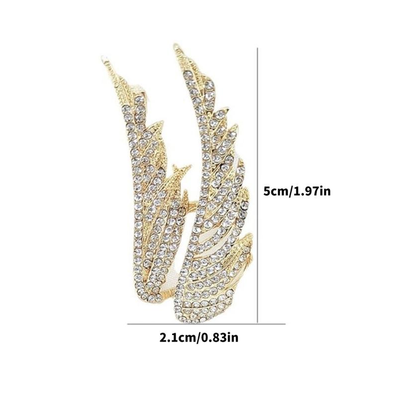 Full Crystals Feather Wing Brooch Vintage Designs Zinc Alloy Jewelry for Women Party Wedding Daily Accessories