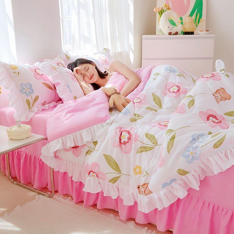 Cool Lace Washed Cotton Air Conditioning Sheets Double Sheets Thin Blankets