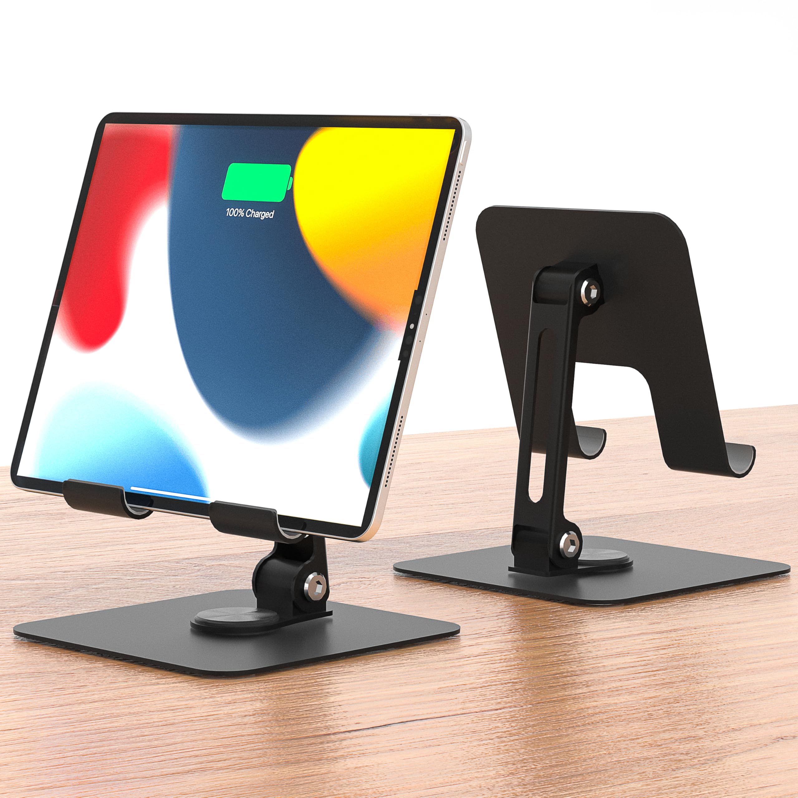 

Folding Tablet Smartphone iPad Stand with Infinitely Adjustable Angle and Portrait or Landscape Ergonomic Improves Back Pain and Stable Stand, Stand,