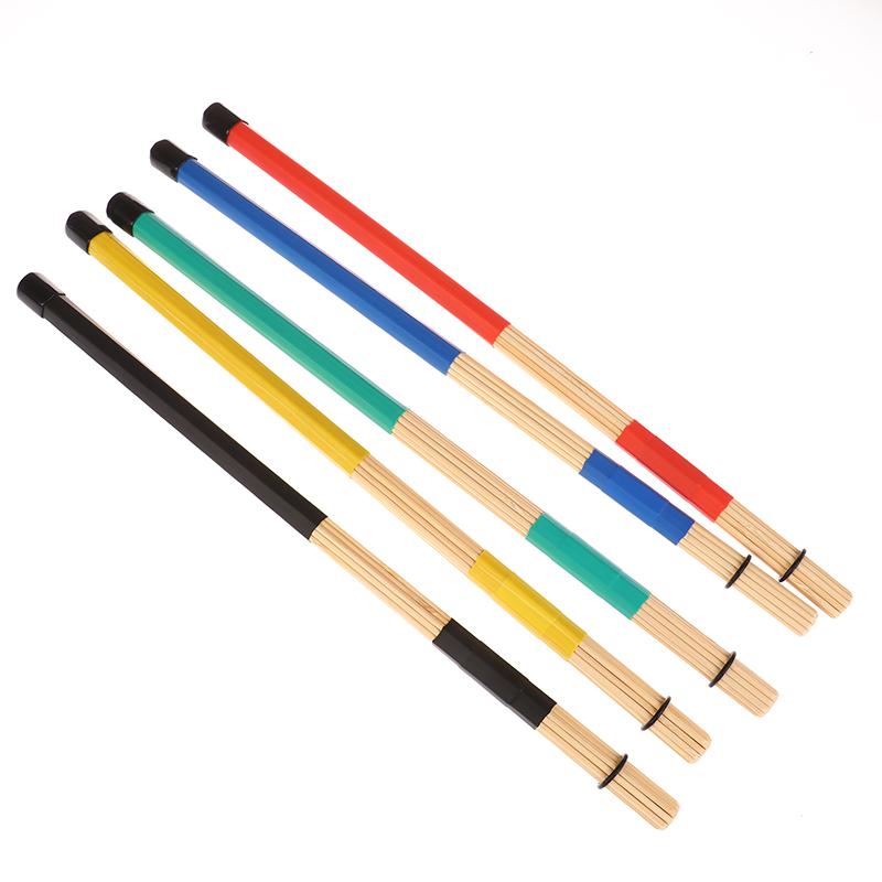 1Pair Bamboo Drumsticks Drum Sticks Percussion Drum Brushes Bundle Harmmer With Rubber Handle Drum Accessories
