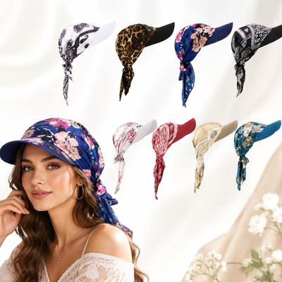 Atmungsaktives Damen bedrucktes Satin-Kopftuch-Hut Sommer Baseballkappe Outdoor-Sonnenhut für Damen Herren