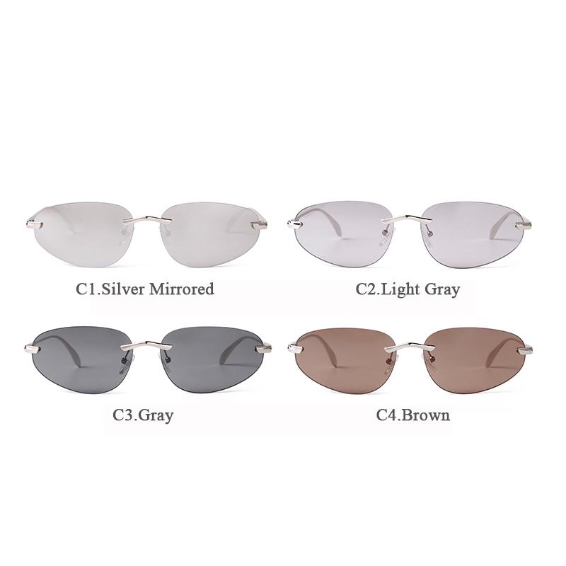 Fashion Y2K Oval Sunglasses Women Men Brand Designer Futurist Frameless Sun Glasses Cycling Sports Glasses  S95362