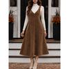 TIFICY Women's Fashion Spring Autumn Solid Color Print Long Sleeve High Neck Loose Waistline Casual Dresses