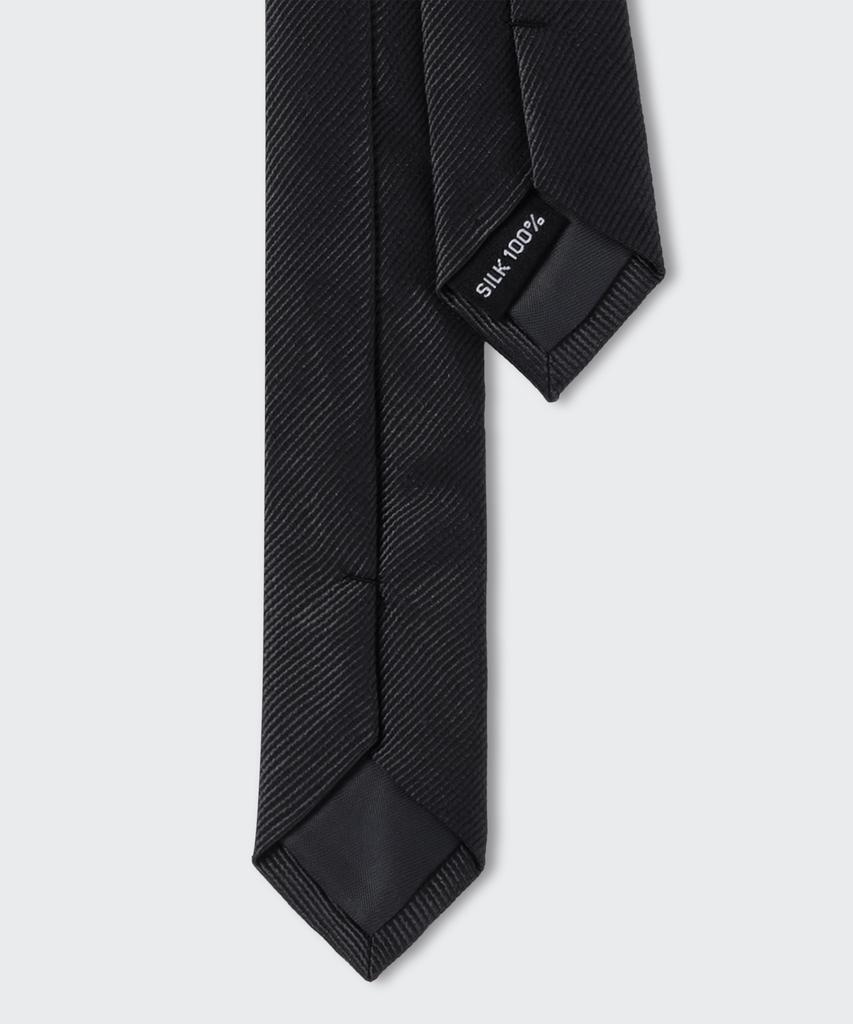 MUSINSA STANDARD Silk Skinny Solid Tie [Black]