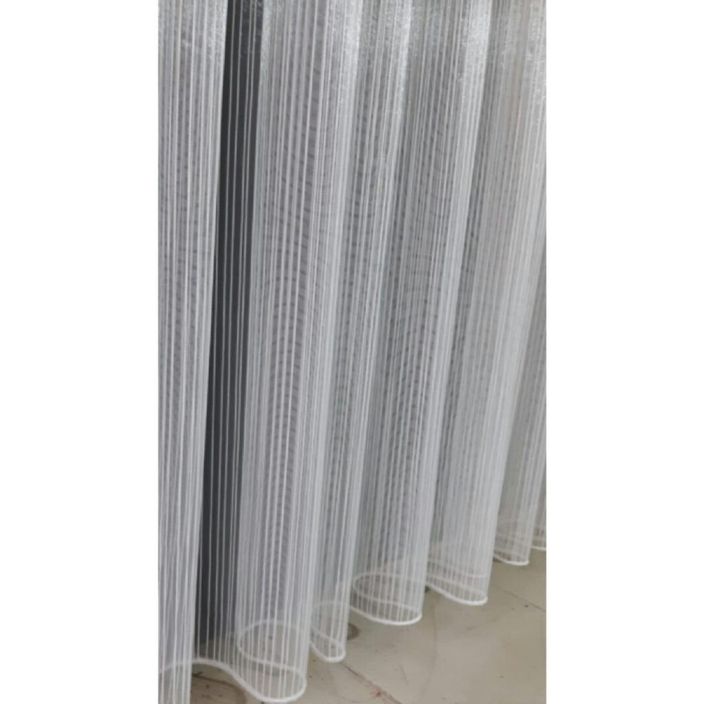 Flat Striped 1/3 Frequent Battery Tulle Curtain