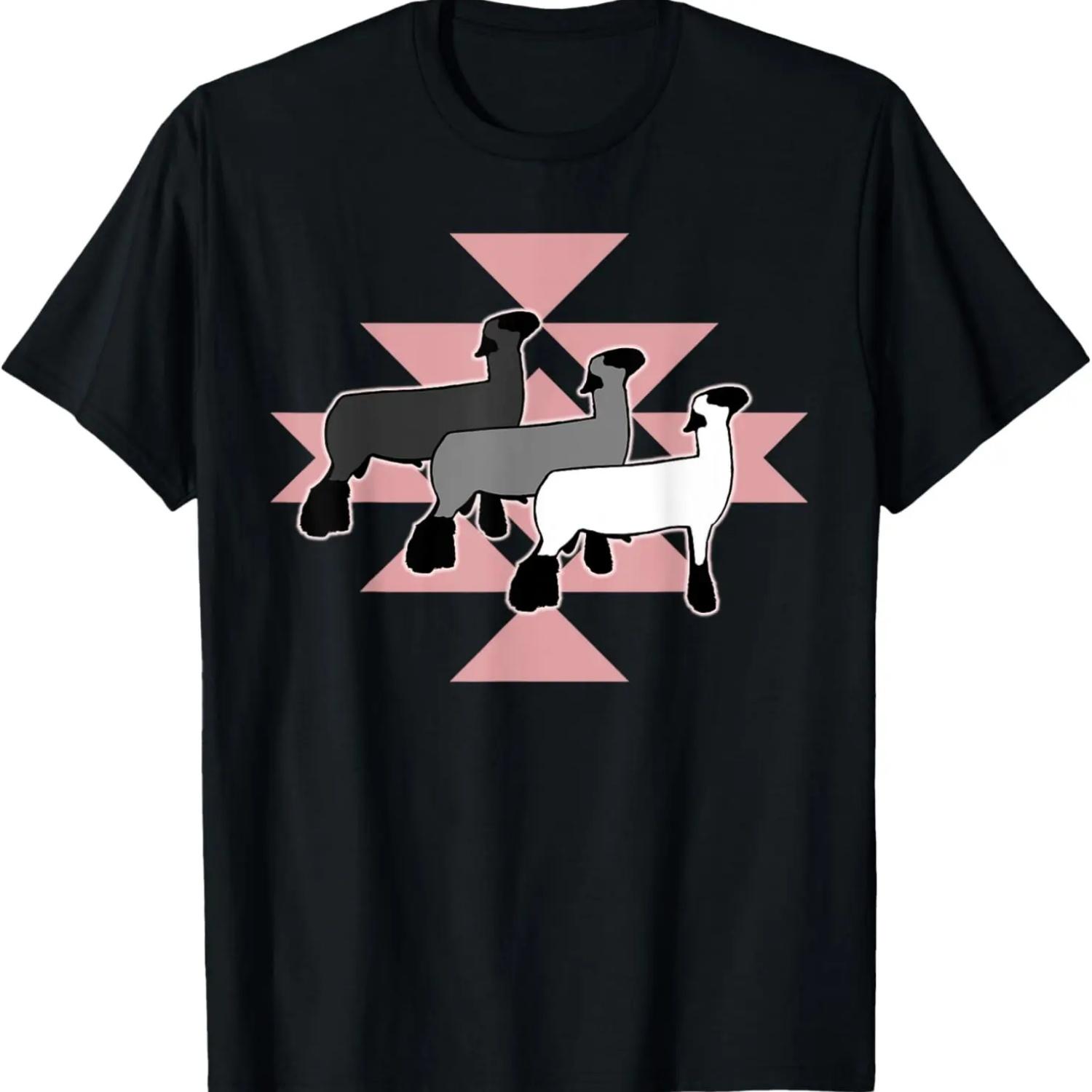 Show Club Lamb with Western Aztec-Inspired Geometric Pattern T-Shirt S чёрный