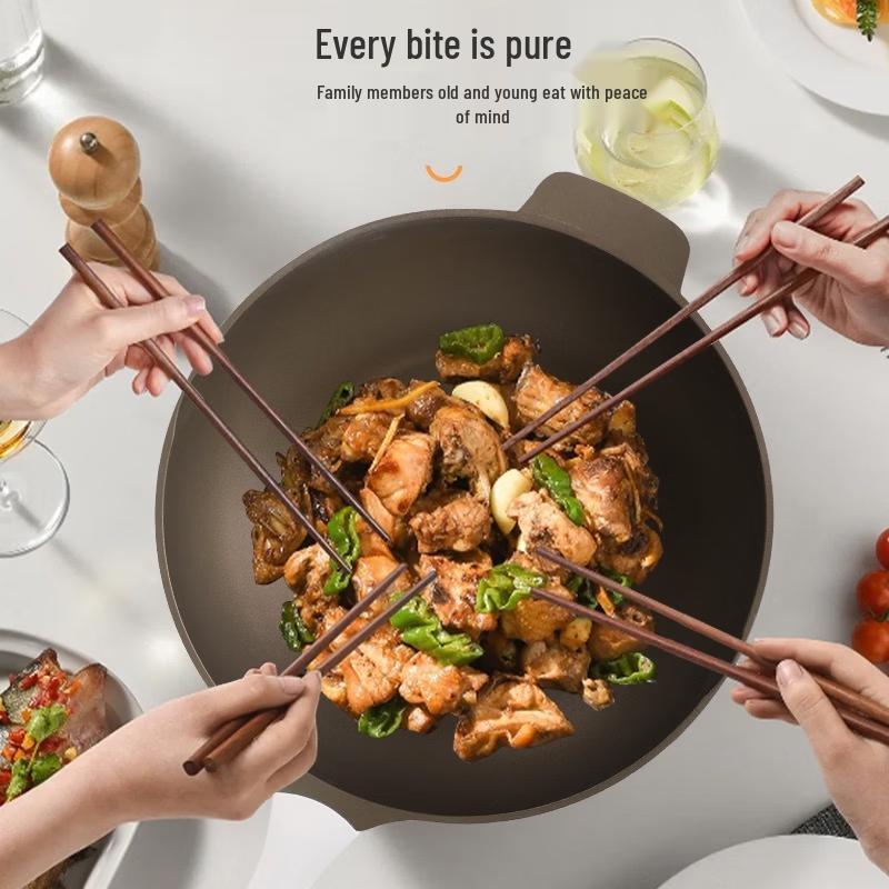 ZISIZ 32cm Non-Stick Titanium Wok Set