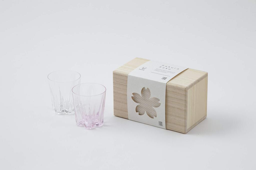 Hyaku Percent Sake Glass Kohaku 80cc SAKURASAKU Glass Set of 2 (100%) [Sakurasaku Glass] SG-01SP