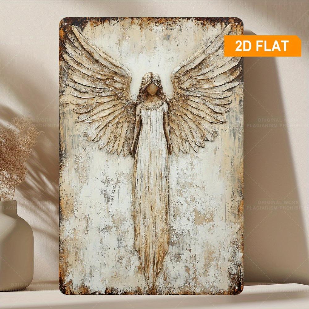 GuardianAngel Metal Wall Art Retro Country Winged Angel Pattern xInch Rustproof Aluminum Decor Indoor Outdoor Home Office Wal