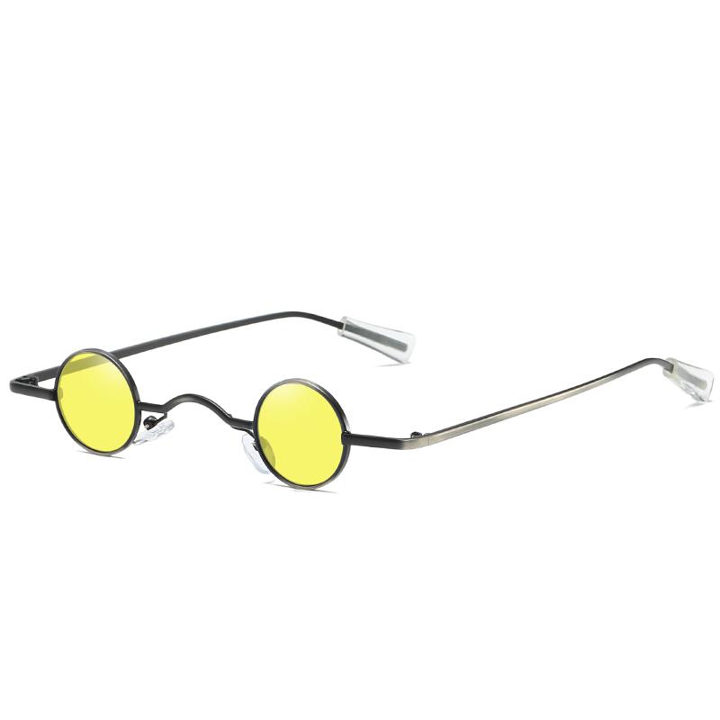 

Driver Goggles Small Round Sunglasses Women Retro Trending Wide Bridge Brand Designer Punk Sun Glasses Steampunk Vintage Eyewear жовтий