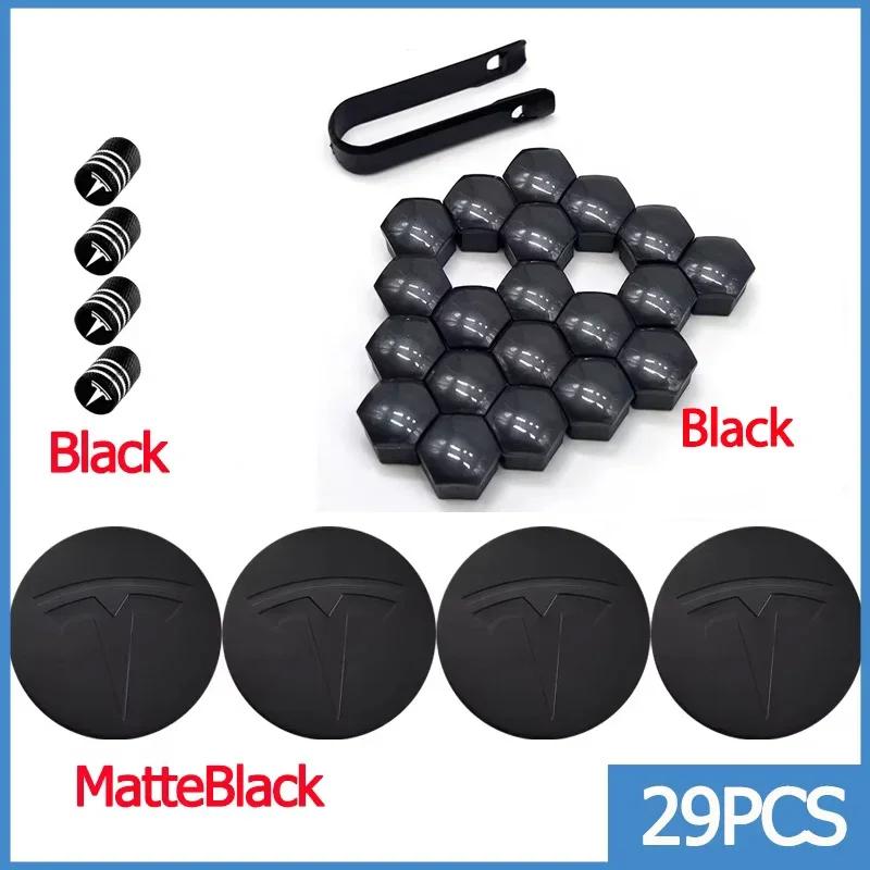 25pcs 29pcs 56mm Matte Black Car Wheel Center Hub Caps for Tesla Model 3 Y S X Tire Lug Nut Protective Covers Styling Decoration