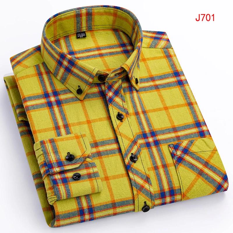 New Autumn Winter Fashion Men Casual Flannel Plaid Long Sleeve Shirts S-8XL Regular Fit Pocket Businessman Dress Shirts Daily