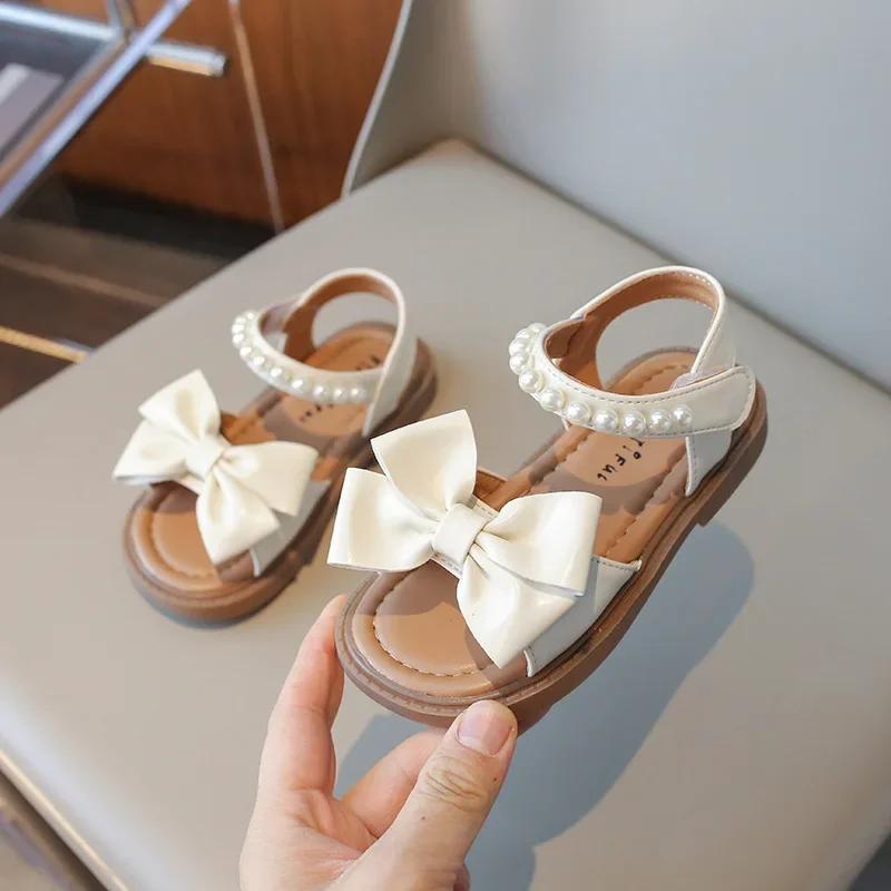Girls Sandals and Children s Princess Shoes Summer New Arrival for Girls Student Rhinestone Bow Performance Shoes 23